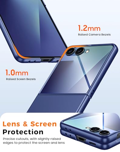 GooseBox for Samsung Galaxy Z Flip 7 Case with Screen Protection,Z Flip 7 Slim HD Clearly Case Ultra-Thin Anti-Scratch Shockproof Phone Case(Blue) - color: Flip7-Blue PYK