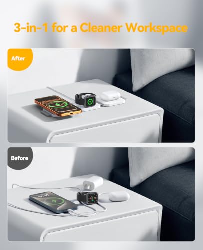 25W 3 in 1 Charging Station for Apple,Foldable Magnetic Wireless Charger - size: 25W White 1Pack