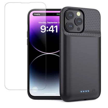 Battery Case for iPhone 14Pro Max/14 Plus/13Pro Max/,Slim Upgrated Powerful 8600mAh Portable Extended Charger Case Cover for iPhone 14Pro Max/14 Plus/13Pro Max Battery Charger Case Black