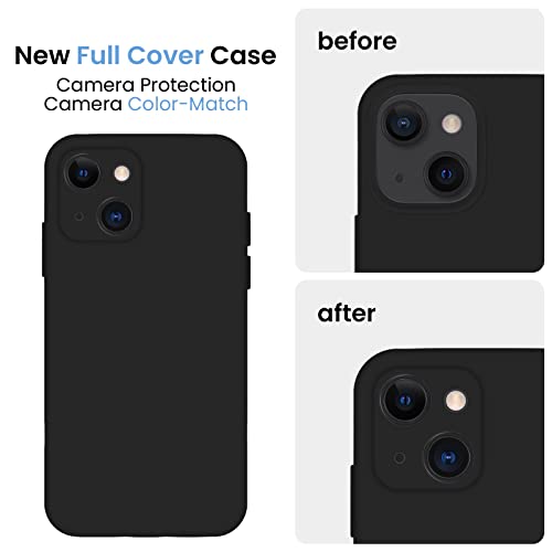 FireNova Designed for iPhone 13 Case, Silicone Upgraded [Camera Protection] Phone Case, Soft Anti-Scratch Microfiber Lining Inside, 6.1 inch, Black - color: Black, size: Iphone 13