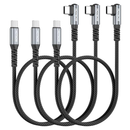 Short Right Angle USB C to USB C Cable 1.5FT 3 Pack, 65W Fast Charging - color: Black, size: 1.5FT