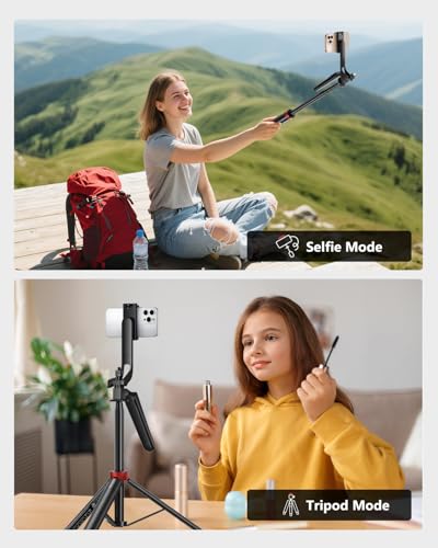 Aureday 72" Phone Tripod and Selfie Stick, Cell Phone Tripod Stand with Wireless Remote & Extendable Phone Mount for Travel/Selfie/Recording/Vlogging, Compatible with iPhone/Android/Camera
