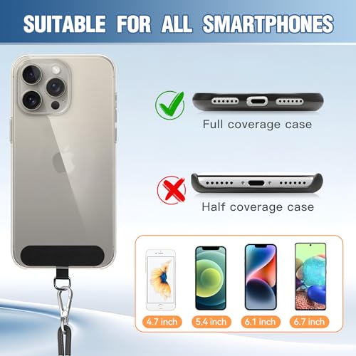Phone Lanyard, SHANSHUI Adjuatable Cell Phone Lanyard Crossbody Long & Wrist Nylon Cellphone Lanyard for Around The Neck Tether Pads for All Mobile Phones Black - color: Black