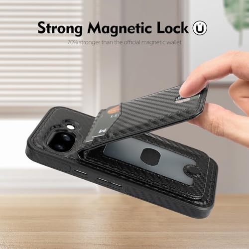 SkyEagle Compatible with Magsafe 2 in 1 Detachable Google Pixel 9a Wallet Case with Card Holder,Women Men Magnetic PU Leather Phone Case RFID Blocking Flip Kickstand Credit Slots,Carbon Black - color: Carbon Black, size: Google Pixel 9a