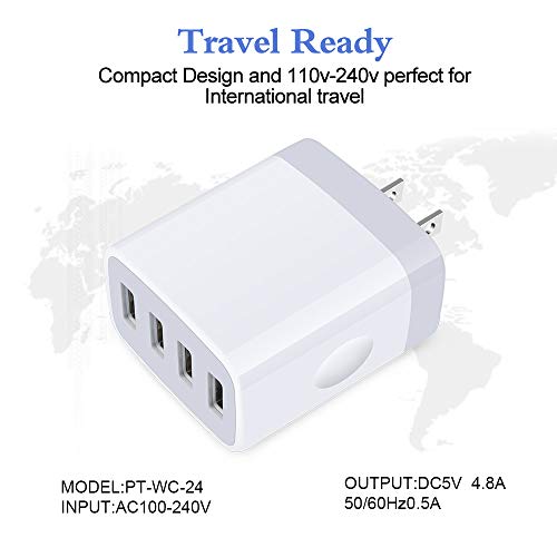 iPhone 17 Charger Box Fast Charging 4.8A Multi Port USB Charger Wall Plug - color: white