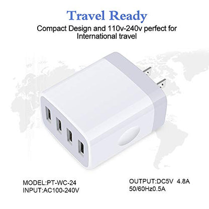iPhone 17 Charger Box Fast Charging 4.8A Multi Port USB Charger Wall Plug - color: white