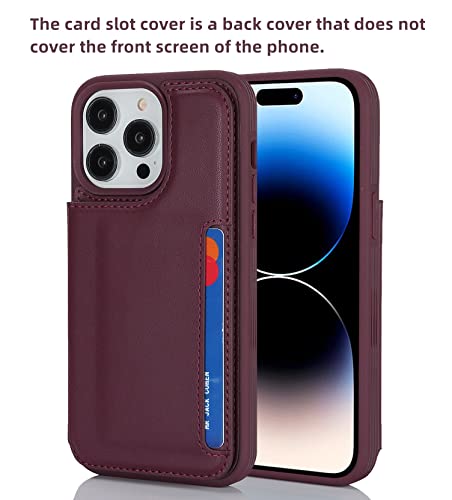 iCoverCase Compatible with iPhone 14 Pro Case with Card Holder, Wallet Case for Women Men RFID Blocking PU Leather Protective Phone Case 6.1 Inch (Wine Red) - color: Wine Red