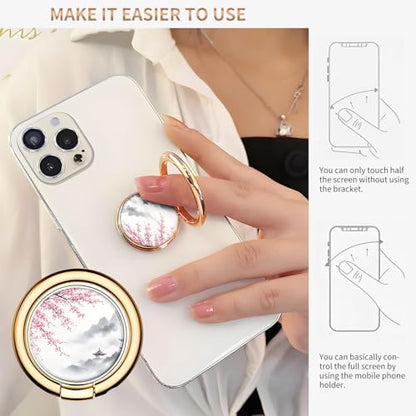 Cell Phone Ring Holder, Cute Metal Phone Grip Stand Finger Ring Kickstand, Flexible 360°Rotation Phone Tablet Case Accessories Compatible with Most Phones Misty Mountain Flowers - color: Misty Mountain Flowers