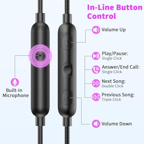 3.5mm Headphones Wired Earbuds for Laptop School Computer PC,Purple - color: Purple