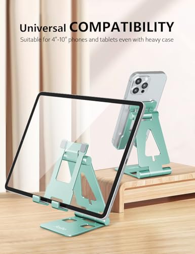 Aoviho Foldable Cell Phone Stand for Desk, Holder for iPhone,Mint Green - color: Mint Green