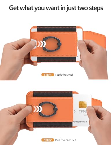 for Magsafe Wallet with Grip, 6-Card Holder; Stronger Magnetic Phone Wallet - color: Orange