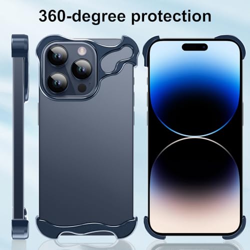 Frameless Phone Case Crafted for iPhone 14 Pro Max Blue - color: Aluminum Blue, size: iPhone 14 Pro Max