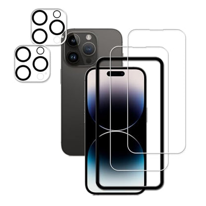 Easy Alignment Frame Designed For iPhone14 Pro Max Tempered Glass Screen Protector 2-Pack Camera Lens Protector Film 2-Pack