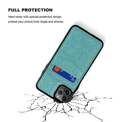 KIHUWEY for iPhone 11 Pro Max Wallet Case Card Holder Kickstand, Mint Green | Credit Card Slots, PU Leather, Magnetic Clasp, Flip Heavy Duty Protection Cover for Men and Women - color: Mint Green