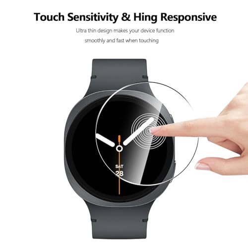 Anoowkoa 4 Pack Premium Screen Protector for Samsung Galaxy Watch 8 44mm Tempered Glass Film 9H Hardness,Ultra Resistant,Anti-Fingerprints,No Bubbles,HD-Clear,Easy Install - color: chanpin