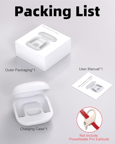 Charging Case Replacement for Powerbeats Pro: Beats Earbuds Charger Case with Bluetooth Pairing Sync Button, 700mAh Battery, Earbuds Not Included - color: Powerbeats Pro 1 White