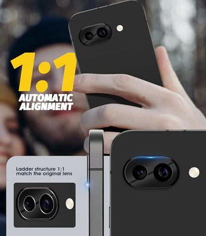 Orzero (3 Pack Camera Lens Protector Compatible for Google Pixel 9a, Protector de Cámera Tempered Glass 9H High Definition Anti-Scratch Bubble-Free Case Friendly