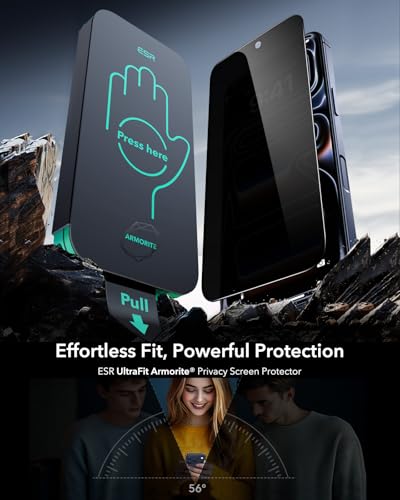 ESR 3 Pack for iPhone 17 Pro Max Privacy Screen Protector, Armorite | 7X Impact Absorption, 9H+ Tempered Glass, Anti-Spy, Easy One-Pull Installation, UltraFit Tray, Full-Coverage Protection - size: iPhone 17 Pro Max 6.9 inch