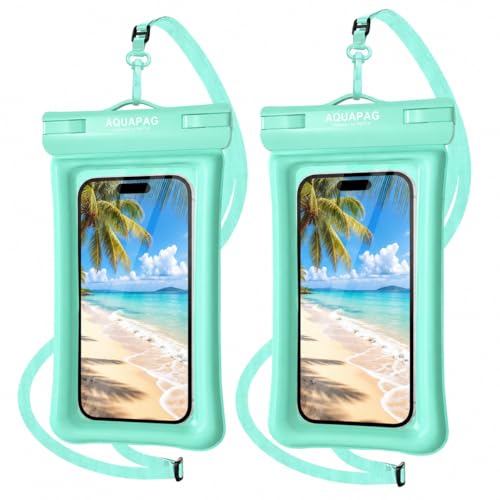 IP68 Waterproof Phone Pouch 2 Pack-Up to 8.0"，Adjustable Neck Lanyard Floating Waterproof Phone Case for iPhone,Phone Dry Bags for Vacation Beach Pool Travel Essentials Green