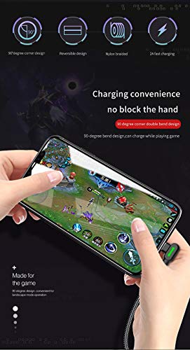 mcdodo USB 90 Degree Right Angle Elbow Design Game LEDCable Nylon Braided Sync ChargeDouble Size USB Data 6FT/1.8M Cable Compatible with iPhone 14/13/12/11 Pro Max (Black 6FT (iPhone))