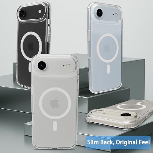 Classic Hybrid Magnetic iPhone 17 air Case Phone Case Cover, Screen Protectors X1, Compatible with Magsafe, Anti Yellowing,Slim,Shockproof, Protective (Transparent Crystal, iPhone 17 air) - color: Transparent Crystal, size: iPhone 17 Air