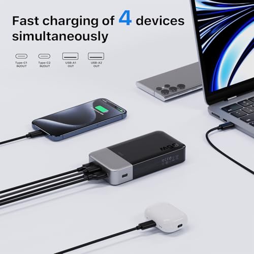 JUOVI 65W Portable Charger for Laptop Power Bank 20000mAh - color: Black