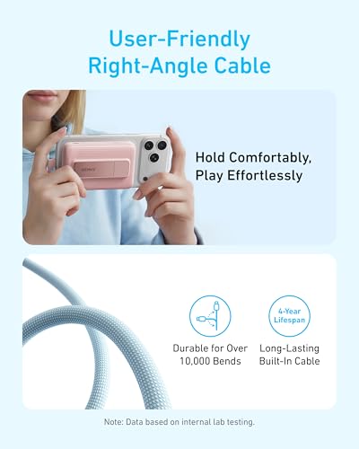 Anker Zolo Magnetic Power Bank, 10,000mAh Wireless Portable Charger | Magnetic Battery Pack with 30W Max Fast Charging, Built-in USB-C Cable and Adjustable Stand, for iPhone 17/16/15 Series - color: Blue