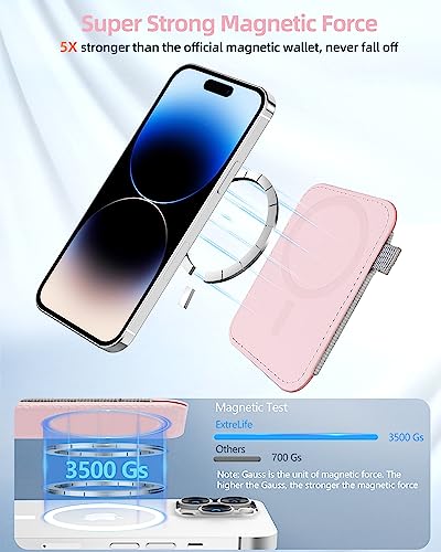 For Magsafe Wallet, 7 Card Holder, RFID Blocking, Strongest Magnet | Magnetic Wallet for iPhone 17/16/15/14/13/12 Series, for Magsafe Card Holder with 2 Card Slots, Vegan Leather, Pink - color: Pink