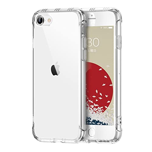 ONES for iPhone SE3 SE2 SE 8 7 Case Clear, Slim Soft TPU Silicone Cover, Military Drop Protective Thin Phone Bumper Case with Shockproof Airbags, Yellowing Resistant, Transparent - color: HD High Transparency, size: iPhone SE / 8 / 7