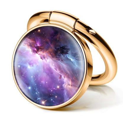 Cell Phone Ring Holder, Cute Phone Ring Grip Stand, 360°Rotation Funny Metal Kickstand Finger Grip Purple Beautiful Universe - color: Purple Beautiful Universe