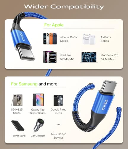 USB to USB C Cable 3A Fast Charging 3FT USB A to USB C Cable for CarPlay - color: Blue, size: 3FT, style: USB C to USB C