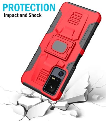 Nakedcellphone Rugged Combo for Jitterbug Smart 4 Phone Case - Red | Hybrid Cover + Belt Clip Holster, Rotating Holder, Ring Grip, with Kickstand, Mounting Plate, Fits Lively Smart4 or TCL 40XL - color: Red