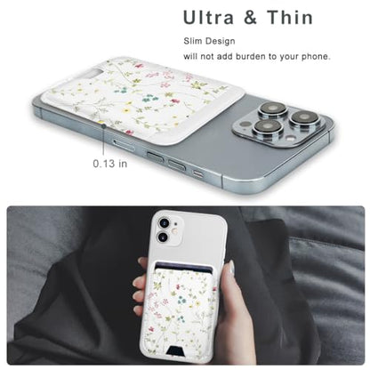 for MagSafe Wallet,Magnetic Card Holder for Phone Case - color: Green Flowers