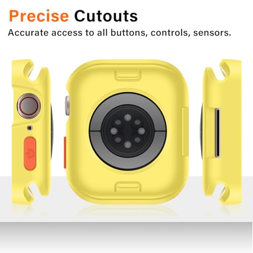 Amizee Rugged Case Compatible with Apple Watch Case Series 11/10 42mm, Soft TPU Shockproof Bumper Drop Proof Protective Cover Compatible with iWatch - Yellow - color: Yellow, size: 42 mm