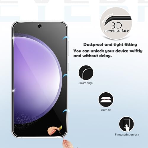 Galaxy S23 FE HD Clear Tempered Glass Screen Protector + Camera Lens Protectors, [2+2 Pack] [3D Glass] [Fingerprint Support] Screen Protector Glass For Samsung Galaxy S23 FE - size: Galaxy S23 FE