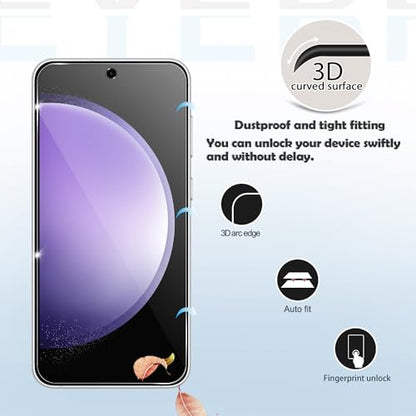 Galaxy S23 FE HD Clear Tempered Glass Screen Protector + Camera Lens Protectors, [2+2 Pack] [3D Glass] [Fingerprint Support] Screen Protector Glass For Samsung Galaxy S23 FE - size: Galaxy S23 FE