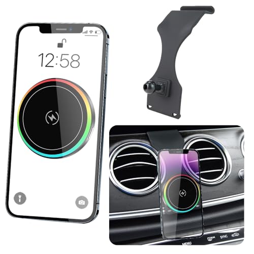 Car Magnetic Phone Mount for Mercedes Benz E-Class 2016-2023 and CLS Class 2018-2023 Auto Interior Accessories Best Cellphone Holder Fast 15W Wireless Charger Cell Phones Charging Screen Stand