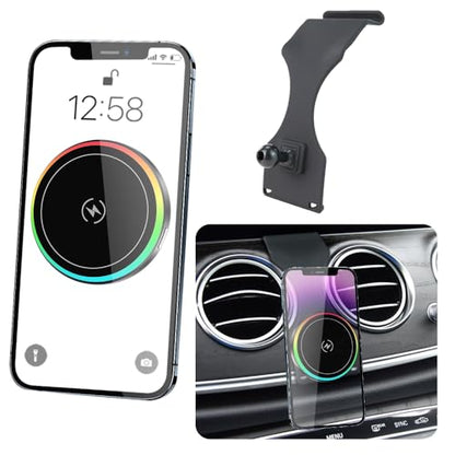 Car Magnetic Phone Mount for Mercedes Benz E-Class 2016-2023 and CLS Class 2018-2023 Auto Interior Accessories Best Cellphone Holder Fast 15W Wireless Charger Cell Phones Charging Screen Stand