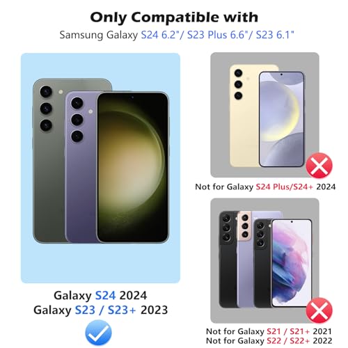 imluckies Glitter Camera Lens Protector for Sansung Galaxy S24 & S23 & S23+ Plus, Bling HD Tempered Glass Aluminum Alloy Ring, Back Screen Camera Cover Film [NOT for S24+] 5G 2024, Purple Diamond - color: Bling Purple