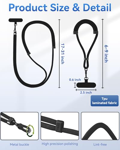 VVAAGG Cell Phone Lanyard for iPhone - Crossbody Phone Strap Black - color: Black