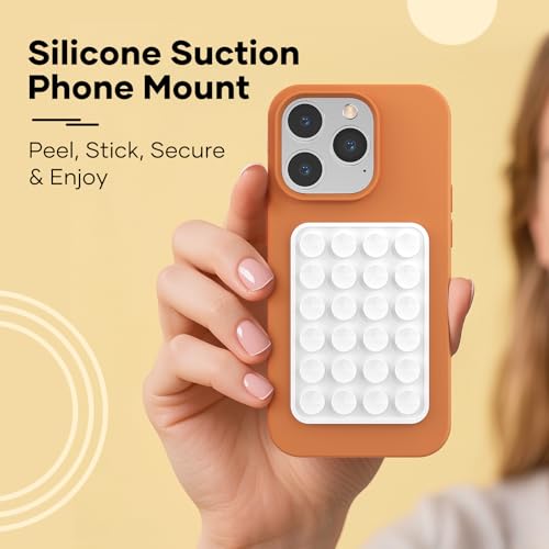 Silicone Phone Sticky Grip, Suction Phone Case Mount for iPhone and Android, Hands-Free Sticky Cell Phone Grip, Mobile Fidget Mirror Holder for Selfies and Videos - color: Pristine Snow（White）