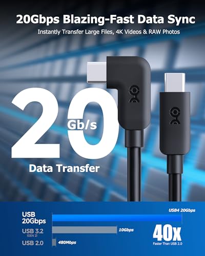 Cable Matters 20Gbps Right Angle USB C Cable, 90 Degree USB-C Cable, 3ft - size: 3 Feet