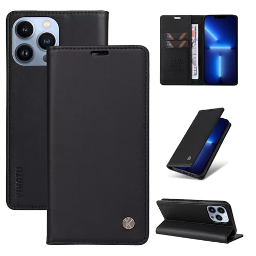 Caseurban Compatible with iPhone 13 Pro Max Wallet Case PU Leather Flip Folio Case with Card Holder Magnetic Closure Shockproof Protective Phone Cover Black - color: Black, size: iPhone 13 Pro Max