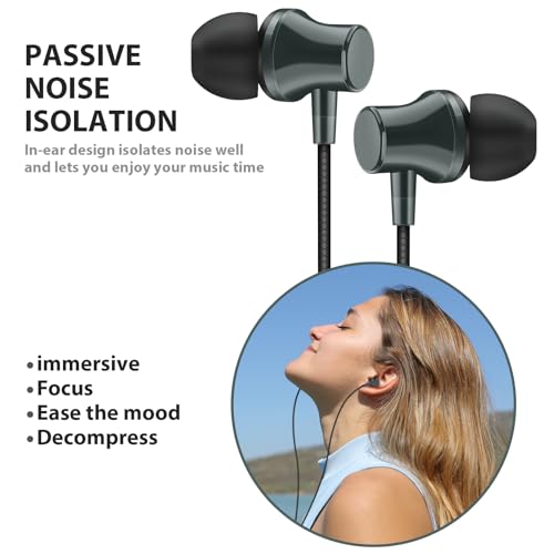 ASKUBSKU Wired Headphones Earphones for School Laptop PC Chromebook, Green - color: Green