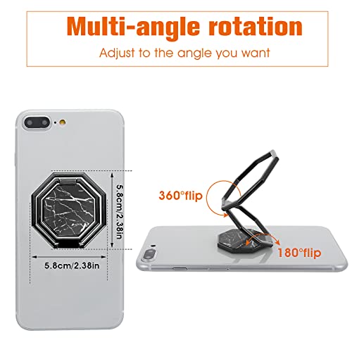 cobee Cell Phone Ring Holder Finger Kickstand, 360° Rotation Back Grip - color: Black Marbling