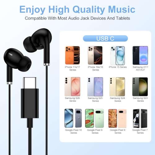 USB C Wired Earbuds Type C Headphone Headset Earphone USBC Earbuds with Mic