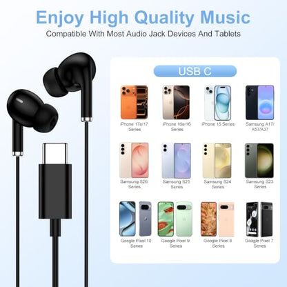 USB C Wired Earbuds Type C Headphone Headset Earphone USBC Earbuds with Mic