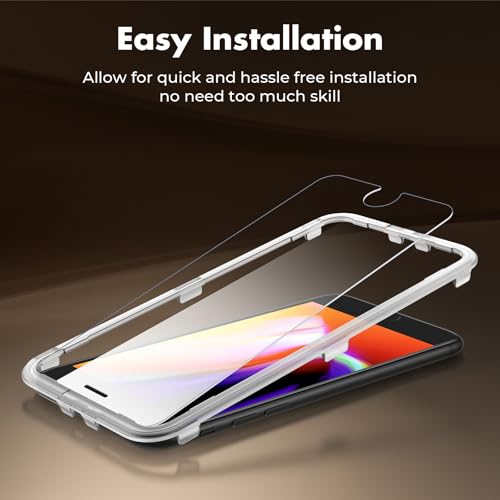 UNBREAKcable 3-Pack Screen Protector for iPhone SE 2022/SE 2020, iPhone 8/7 | Shatterproof Tempered Glass, Easy Installation, 9H Hardness, 99.99% HD Clear, Bubble-Free, Anti-Fingerprint, Case Friendly - size: iPhone 7/8/SE