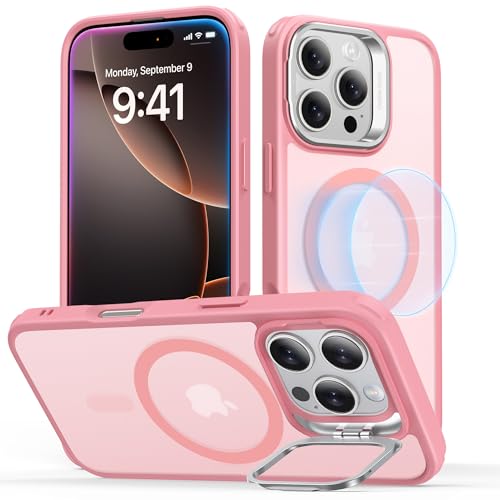 ESR for iPhone 16 Pro Max Case, Compatible with MagSafe, Military-Grade Protective Case, Built-in Stash Stand Phone Case, Scratch-Resistant Back Cover, Classic Series, Frosted Pink - color: Frosted Pink