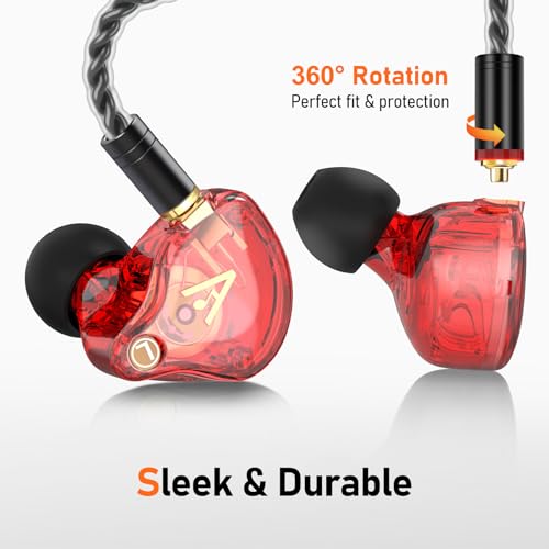 Audiovance Vibes 202ML HiFi Wired Earbuds for iPhone 14/13/12/11/X, Pro Max - color: 3-Red